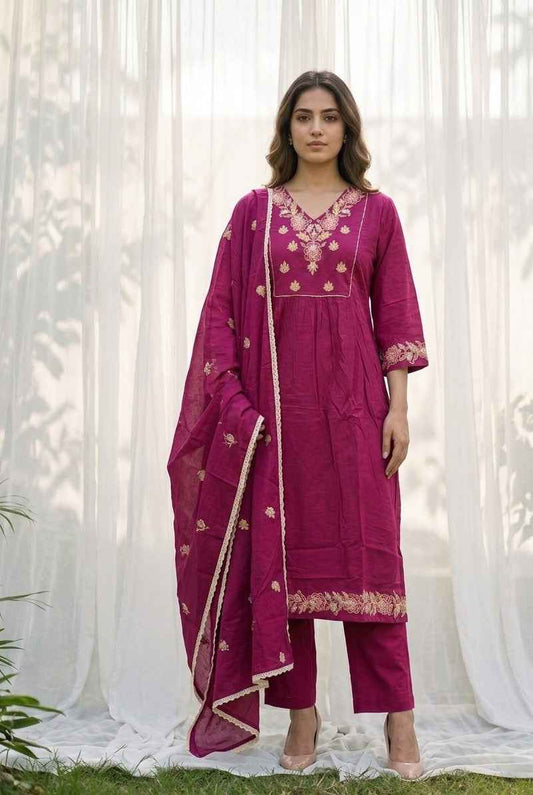 Pure Cotton Three Piece Dupatta Set