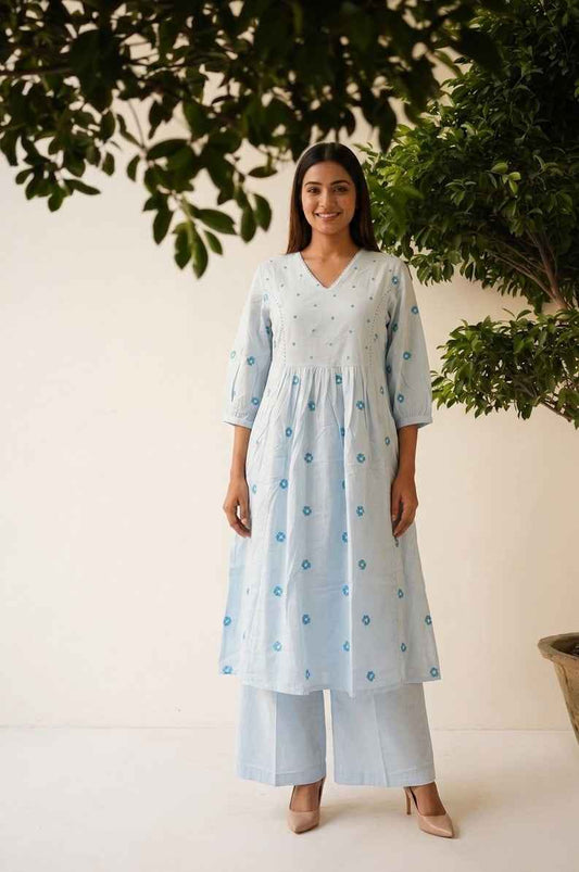 Pure Mul Cotton Two Piece Set with Inner