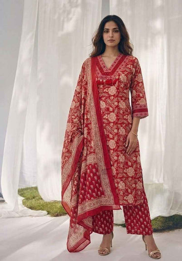 Pure Cotton Three Piece Dupatta Set