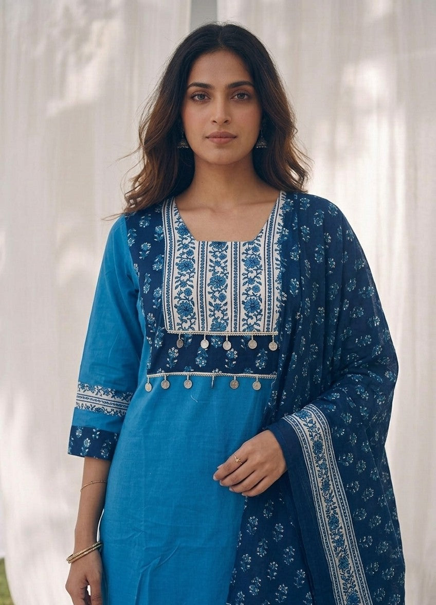 Pure Cotton Three Piece Dupatta Set XLS001