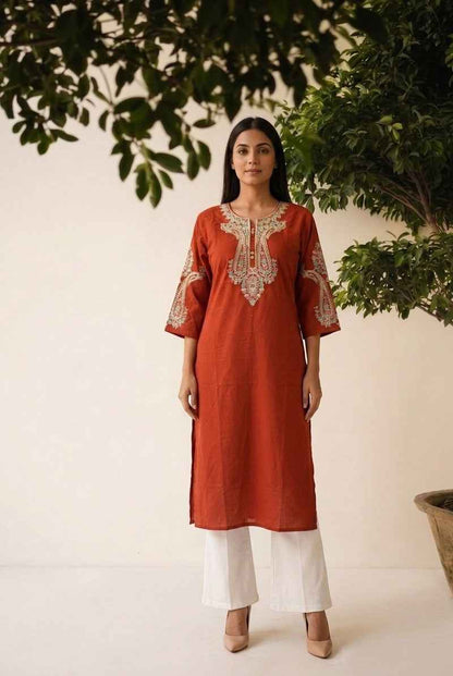 Premium Cotton only kurta with embroidery OK0114