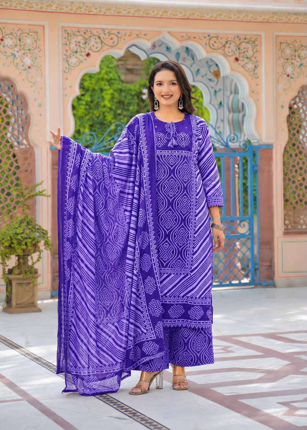 Pure Cotton Bandhej Print Dupatta Set CS0232