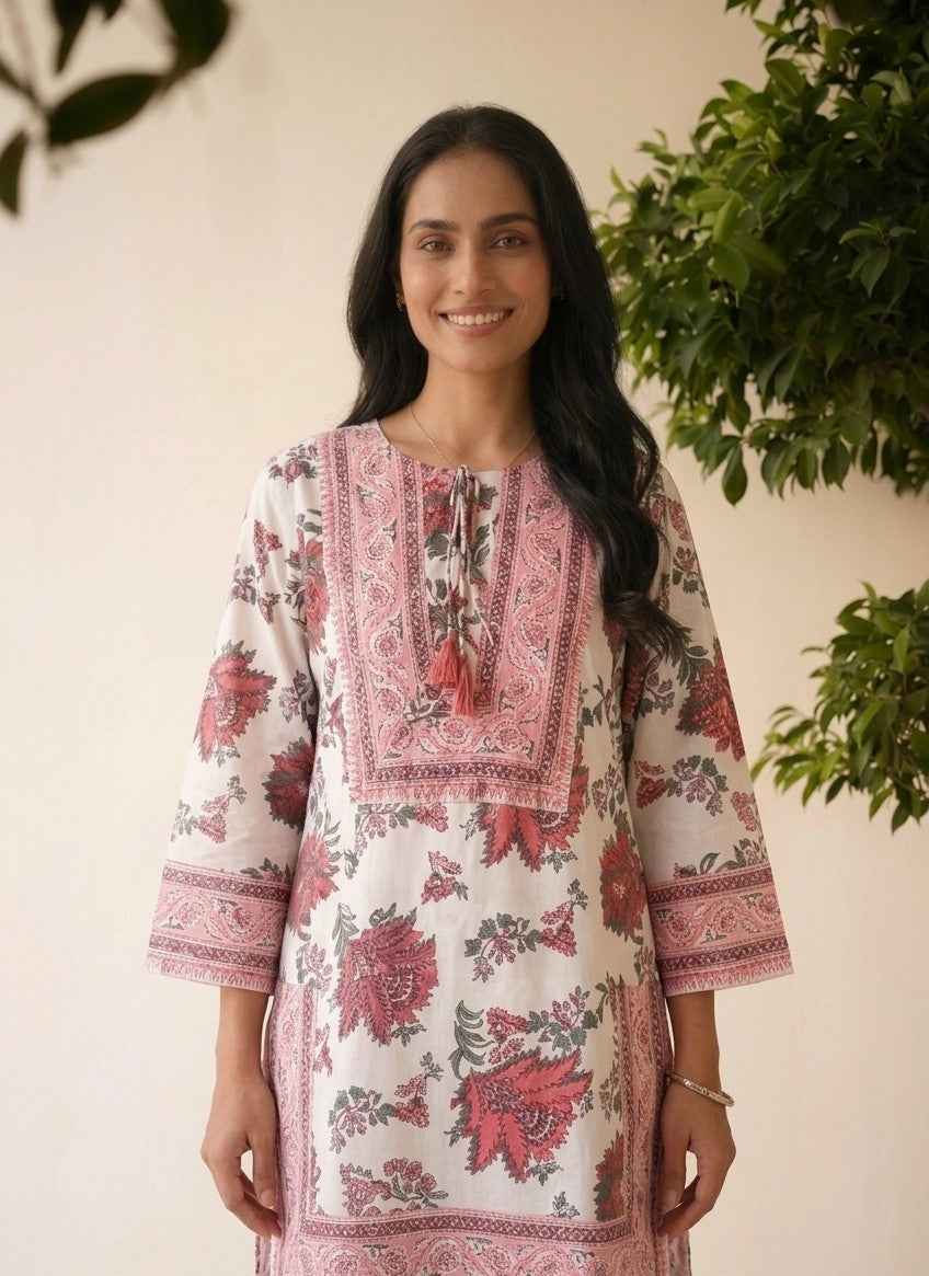 Pure Cotton Dupatta Set With Farsi Pant