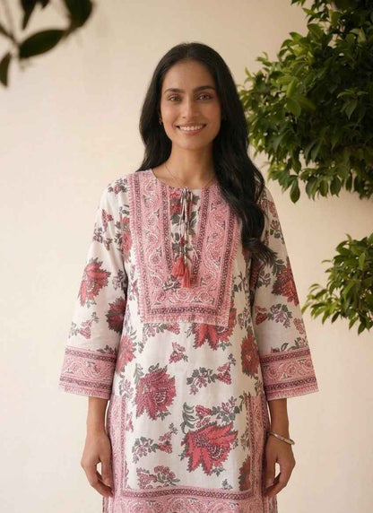 Pure Cotton Dupatta Set With Farsi Pant