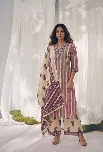 Pure Cotton Three Piece Dupatta Set