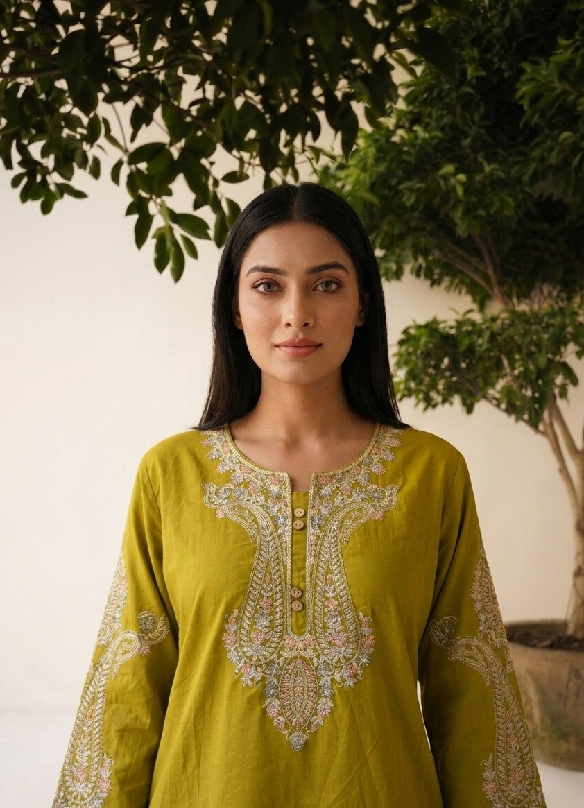 Premium Cotton only kurta with embroidery OK0114